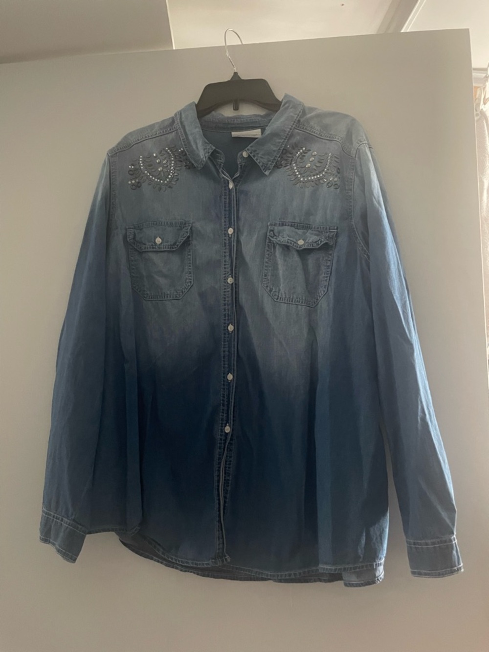Avenue Blue Ombre Denim Button-Up Shirt